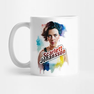 scarlett ingrid johansson watercolor hand drawing graphic design and illustration by ironpalette Mug